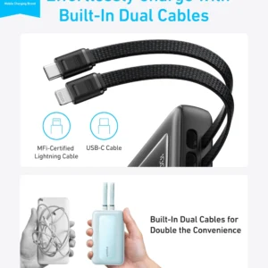 Anker Zolo Power Bank (20K, Built-In USB-C and Lightning Cable)