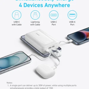 Anker Zolo Power Bank (20K, Built-In USB-C and Lightning Cable)
