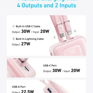 Anker Zolo Power Bank (20K, Built-In USB-C and Lightning Cable)